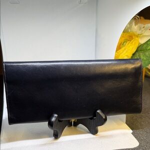 Henry Birks & Sons Jewelry Roll Travel Case Black Leather Made In Italy Vintage.